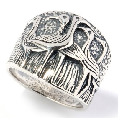 126-741 - Passage to Israel Sterling Silver Bird or Flower Band Ring 