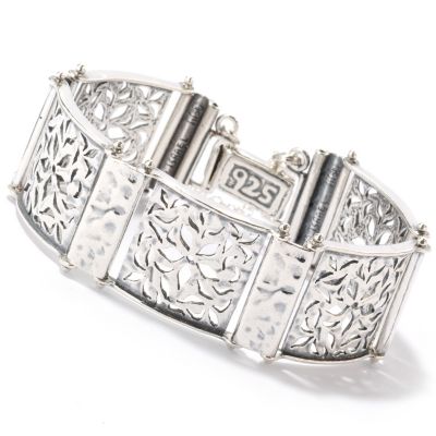 126-745 - Passage to Israel Sterling Silver 7'' Cut Out Flower Detail Bracelet