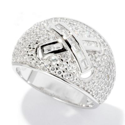 126-755 - Brilliante&reg; Platinum Embraced&trade; 1.40 DEW Channel & Pave Set Simulated Diamond ''X'' Dome Ring