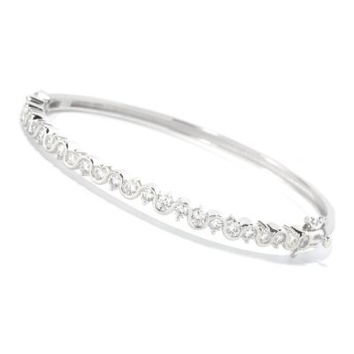BLTA SS/PLAT ROUND CUT SWIRL BANGLE BRACELET