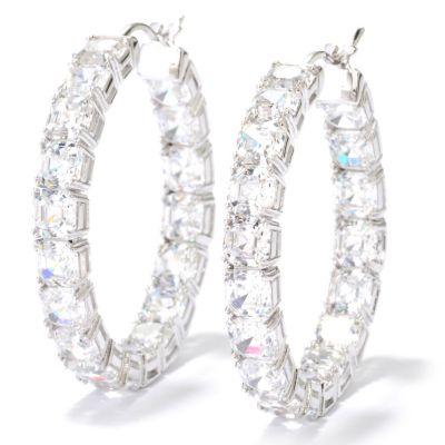 BLTA SS/CHOICE INSIDE OUT ASSCHER CUT HOOP EARRINGS