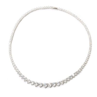 126-770 - Brilliante&reg; 100-Facet Round Simulated Diamond Graduated Tennis Necklace