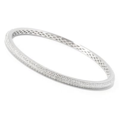 SB SS/CHOICE ROUND CUT MILGRAIN PAVE BANGLE BRACELET