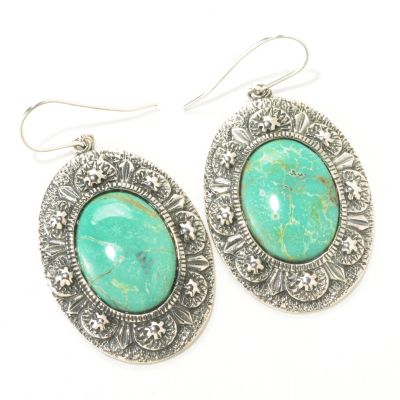 126-811 - Gem Insider Sterling Silver 15 x 20mm Oval Gleeson Turquoise Earrings