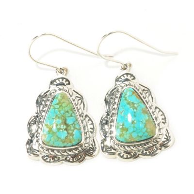 126-814 - Gem Insider Sterling Silver 11 x 15mm Trillion Shaped Turquoise Earrings