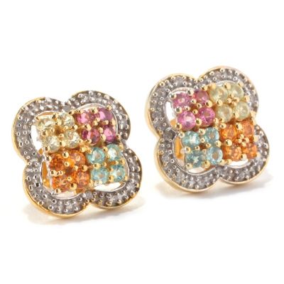 SS/P EAR MULTI-EXOTIC "TUCSON FLOWER" BUTTON