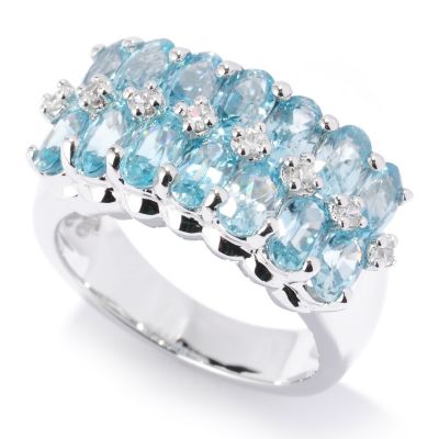 126-844 - NYC II 5.53ctw Blue Zircon & White Zircon Band Ring 