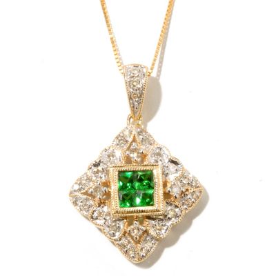 14K YG TSAVORITE AND DIAMOND PEND WITH CHAIN