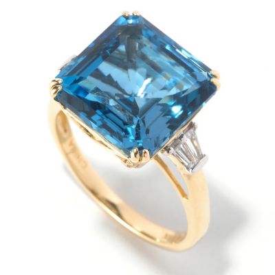 14K CUSHION LONDON BLUE TOPAZ RING