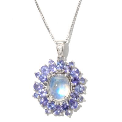 SS MOONSTONE PENDANT W/ TANZAITE ACCENTS