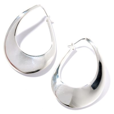 126-858 - SempreSilver&trade; Polished Free Form Hoop Earrings