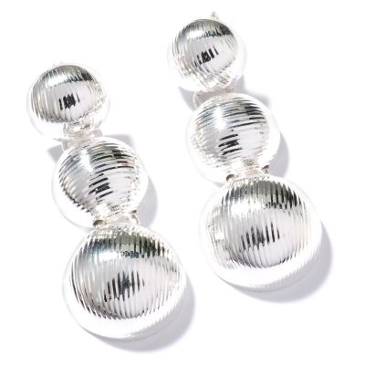 SEMPRESILVER TEXTURED DROP EARRINGS
