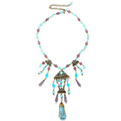 126-883 - Sweet Romance&trade; 17'' Gold-tone Vintage ''Blue Goddess'' Necklace w/ Extender