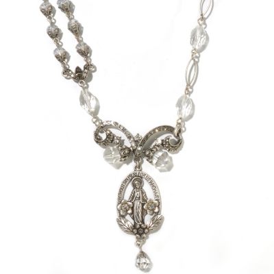 126-886 - Sweet Romance&trade; Silver-tone 19" Vintage Inspired "Madonna of Miracles" Necklace