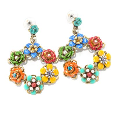 GOLDTONE AZTEC FLOWERS EARRINGS