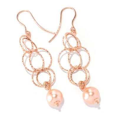 IJD 14K ROSE GOLD COLLEZIONE NATURA EARRINGS W/PINK FWP