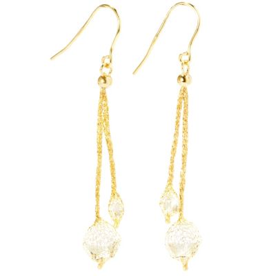IJD 14K ROCK CRYSTAL SILKORO EARRINGS