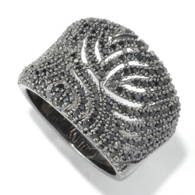 126-952 - Gem Treasures Sterling Silver 1.45ctw Black Spinel Cutout Ring