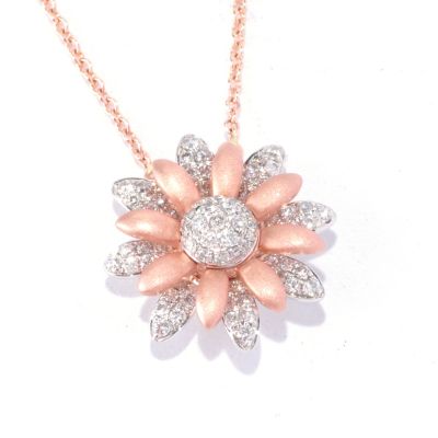 EFFY 14K WHT/PINK GOLD DIAMOND PEND