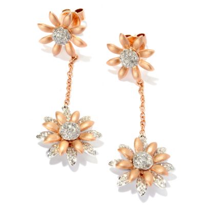 EFFY 14K WHT/PINK GOLD DIAMOND EARRINGS