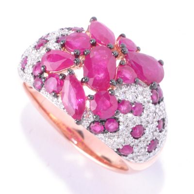 EFFY 14K RG DIAMOND & INNOVA RUBY RING