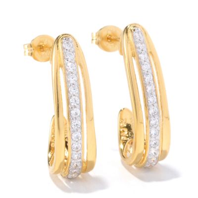 DESORO SS/18K GP ROUND CUT J HOOP EARRINGS