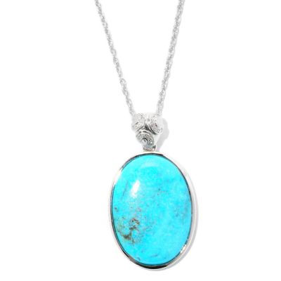 SS TURQ PENDANT W/ DIAMONDS