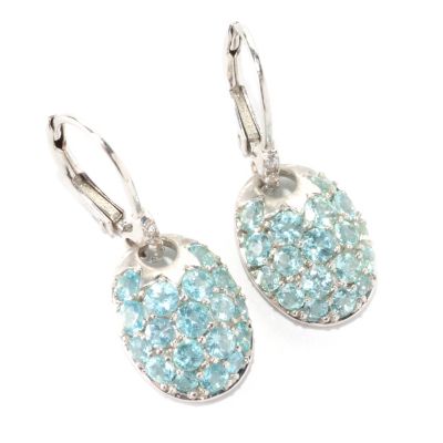 SS APATITE LEVERBACK EARRINGS W/ WHITE SAPP