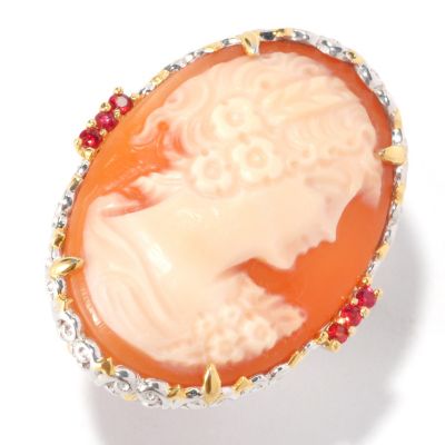 SS/PALL RING 30x20mm ITALIAN-CARVED PORTRAIT SHELL CAMEO