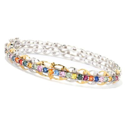 126-997 - Gems en Vogue II 2.08ctw Multi Sapphire Hinged Bangle Bracelet 