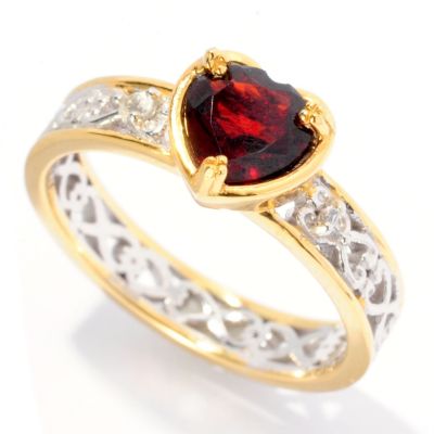 127-001 - Gems en Vogue II 1.10ctw Garnet & Sapphire Heart Cut Stack Ring 