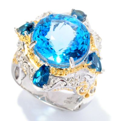 SS/PALL RING 150-FACET CEYLON BLUE TOPAZ