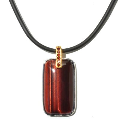 MEN'S - SS/PALL PEND TIGER'S EYE & GARNET w/ 22" RUBBER CORD
