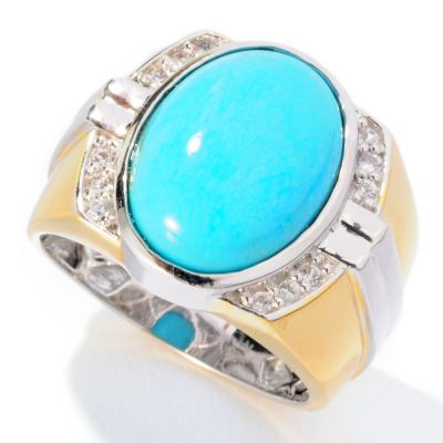 MEN'S - SS/PALL RING TURQUOISE & WHT SAPH