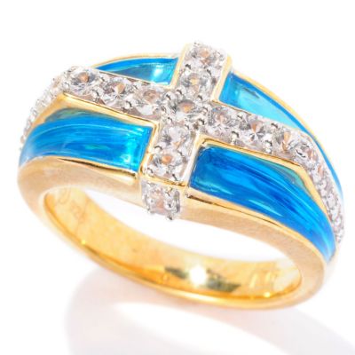 SS/18KV RING WHITE SAPH & ENAMEL BAND