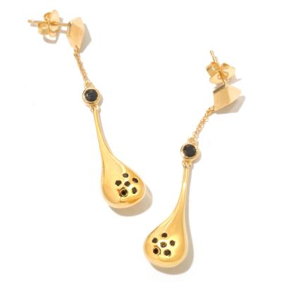 SS/18KV EAR BLACK SPINEL ELONGATED DANGLE