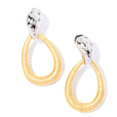SS/18KV TWO-TONE EAR WHITE SAPH & TEXTURED HOOP DROP