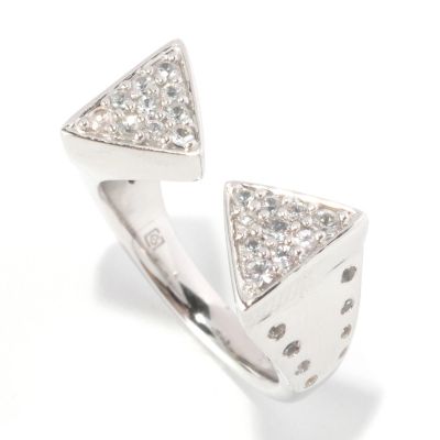 SS/PLAT RING PAVE WHITE SAPH DOUBLE TRIANGLE