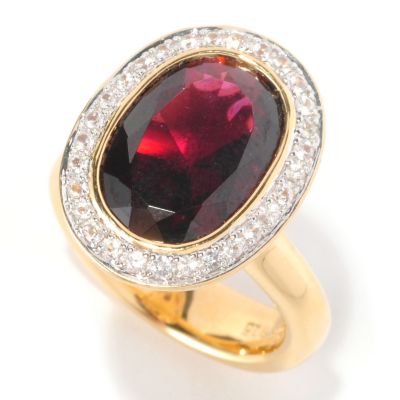127-067 - Michelle Albala 5.23ctw Brazilian Garnet & White Sapphire Ring