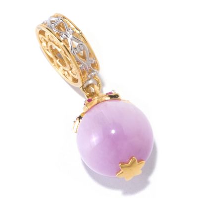 SS/PALL CHARM KUNZITE BEAD DROP w/ PINK SAPH "BALLERINA"