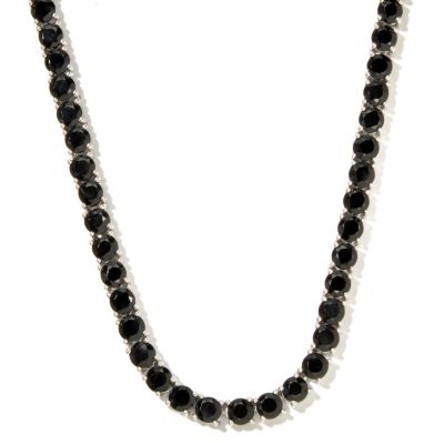 127-079 - Gem Treasures Sterling Silver Black Spinel Tennis Necklace 