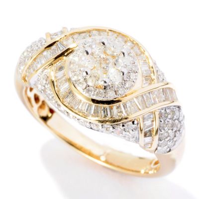 127-081 - Diamond Treasures 14K Gold 1.18ctw Round & Baguette Cut Diamond Ring