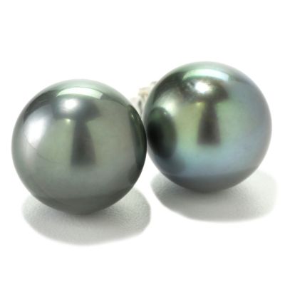 SS Tahitian Cultured Pearl Stud Earrings, Choice of MM Size