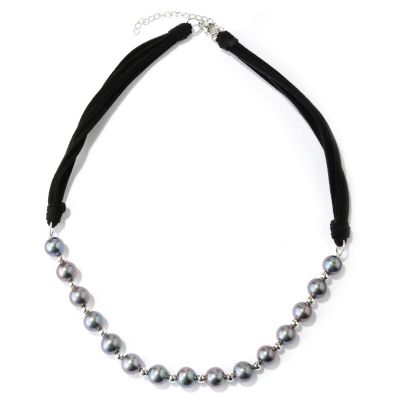 SS FWP & LEATHER NECKLACE