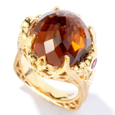 SS/GP TOP CULET COGNAC QUARTZ RING