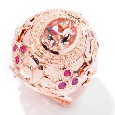 SS/RV OVAL MORGANITE WITH BUTY ACCENT RING