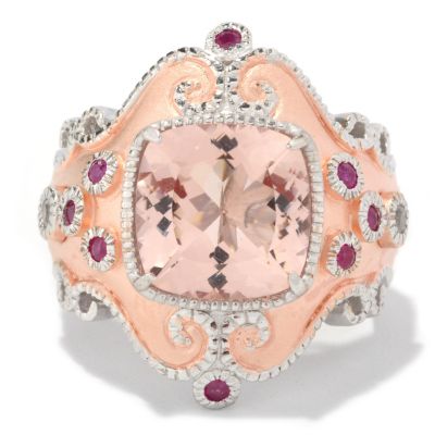127-108 - Dallas Prince Designs 4.90ctw Pink Morganite, White Sapphire & Ruby Ring