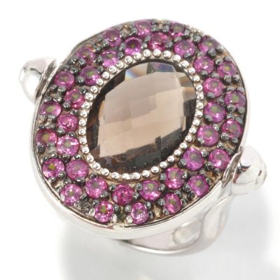 SS FLIP RING SMOKY QUARTZ WITH CHROME