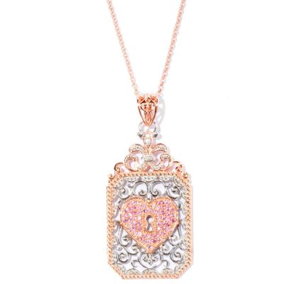 SS/RV PAVE HEART PEND WITH 20" CHAIN
