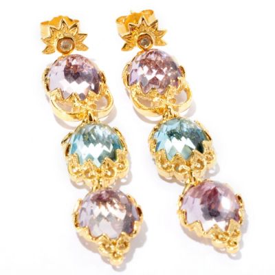SS/YV 3 STONE DROP EARRING
